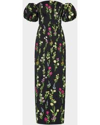 MILLY - Nira Off-Shoulder Embroidered Midi Dress - Lyst