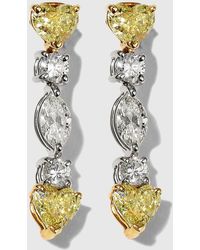 Bayco - Platinum Fancy Yellow And White Diamond Earrings - Lyst