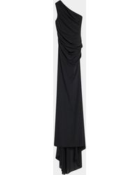 Alex Perry - One-Shoulder Tucked Power Mesh Trumpet Gown - Lyst