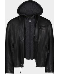 Robert Graham - Cedro Leather Moto Jacket With Nylon Hooded Bib - Lyst