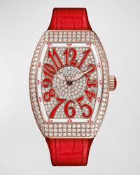 Franck Muller - 18K Rose Diamond Lady Vanguard Watch With Alligator Strap - Lyst