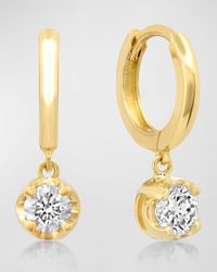Jennifer Meyer - Small Huggie Earrings With Diamond Drop - Lyst