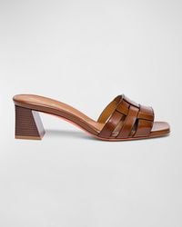 Santoni - Venere Leather Block-Heel Mule Sandals - Lyst