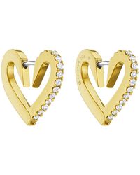 CADAR - 18k Gold Small Diamond Heart Hoop Earrings - Lyst