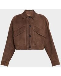 Brunello Cucinelli - Couture Suede Crop Shirt Jacket - Lyst