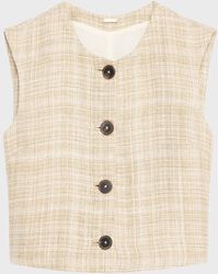 Adam Lippes - Remo Silk Linen Plaid Vest Top - Lyst