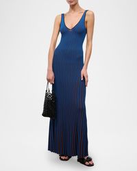staud claretta backless pleated rib-knit dress Staud Claretta Pleated Maxi Dress In Black - 30% Off