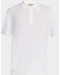 Canali - Waffle Knit Short-Sleeve Polo Sweater - Lyst