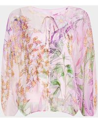 Johnny Was - Harlyn Floral-Print Chiffon Blouse - Lyst
