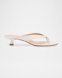 Stuart Weitzman - Rio Leather Kitten-Heel Thong Sandals - Lyst