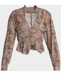Isabel Marant - Celeny Floral Button-Front Crop Blouse - Lyst