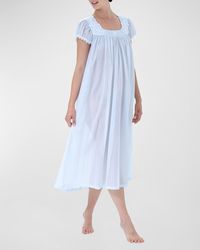 Celestine - Ronya-2 Ruched Lace-Trim Cotton Nightgown - Lyst