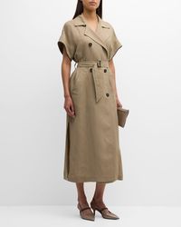 Brunello Cucinelli - Cotton Canvas Cargo Coat Dress With Monili Trim - Lyst