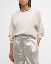 Brunello Cucinelli - Cashmere Sweater With Monili Collar Insert - Lyst