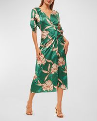 MISA Los Angles - Francesca Floral Midi Wrap Dress - Lyst