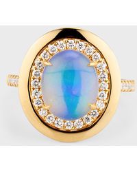 David Kord - 18k Yellow Gold Ring With Oval Opal And Diamonds, Size 7, 2.22tcw - Lyst