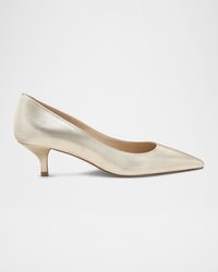 Stuart Weitzman - Stuart Metallic Leather Kitten-Heel Pumps - Lyst