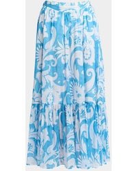 Etro - Summer Paisley Cotton Voile Peasant Skirt - Lyst
