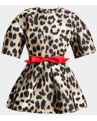 Givenchy - Short-Sleeve Leopard-Jacquard Cocoon Mini Dress - Lyst