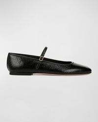 Veronica Beard - Ellie Snake-Embossed Mary Jane Ballerina Flats - Lyst