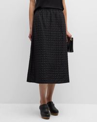 Eileen Fisher - Quilted A-Line Habutai Silk Midi Skirt - Lyst