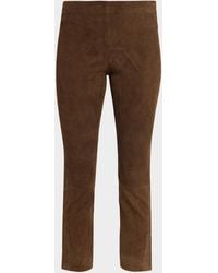 Vince - Stretch-Suede Split Hem Crop Pants - Lyst