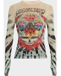 Alice + Olivia - X Grateful Dead Delaina Long-Sleeve Mesh Top - Lyst