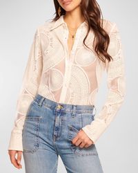 Ramy Brook - Hulda Sheer Button-Front Blouse - Lyst