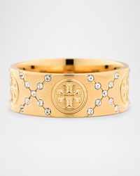 Tory Burch - T Monogram Pavé Ring - Lyst