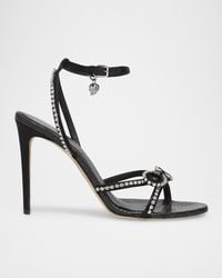 McQueen - 105Mm Crystal Bow Satin Sandals - Lyst