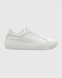 Versace - Greca Leather Low-Top Sneakers - Lyst