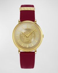 Versace - 38Mm V-Circle Medusa Watch With Leather Strap - Lyst