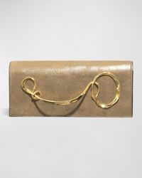 Alexis - Twisted Metallic Leather Clutch Bag - Lyst