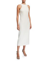 Brandon Maxwell Fringed Crepe Racerback Column Dress - White
