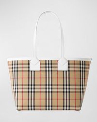 Burberry - London Small Check Canvas Tote Bag - Lyst