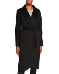 Sofia Cashmere Cashmere High-low Belted Coat - Black