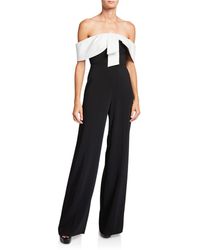 Jay Godfrey Gaggi Colorblock Off-the-shoulder Jumpsuit - Black