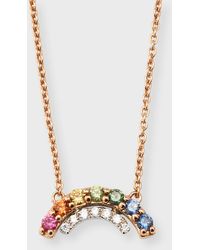 Lisa Nik - 18k Rose Gold Rainbow Sapphire Necklace With Diamonds - Lyst