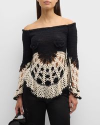 Hellessy - Machi Crochet Knit Off-The-Shoulder Top - Lyst