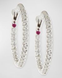 Roberto Coin - Xs Pave Diamond Hoop Earrings - Lyst