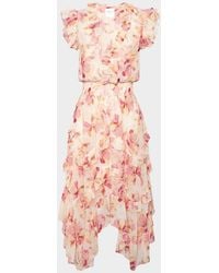 MISA Los Angles - Dakota Chiffon High-Low Midi Dress - Lyst