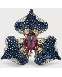Alexander Laut - 18k Gold Sapphire, Ruby And Diamond Ring, Size 7 - Lyst