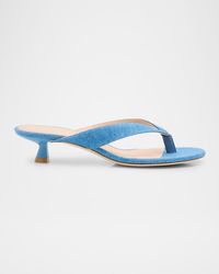 Stuart Weitzman - Rio Denim Kitten-Heel Thong Sandals - Lyst
