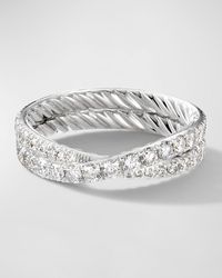 David Yurman - Dy Crossover Band Ring With Diamonds In Platinum, 5.2mm - Lyst