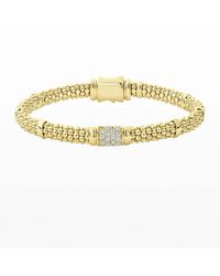 Lagos - 18k Caviar Gold Diamond Rope 6mm Bracelet, Size M - Lyst