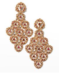 Alexander Laut - Rose Gold Ruby And Sapphire Flower Drop Earrings - Lyst