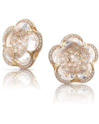 Pasquale Bruni - 18k Rose Gold Rock Crystal Floral Stud Earrings With Diamonds - Lyst