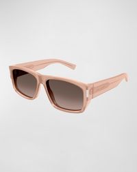 Saint Laurent - Sl 689 Acetate Rectangle Sunglasses - Lyst