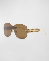 Fendi - Rectangular Metal Shield Sunglasses - Lyst