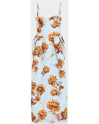 Oscar de la Renta - Peony Print Faille Gown - Lyst